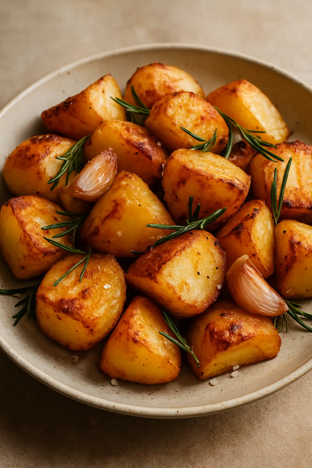 Duck Fat Roast Potatoes with Garlic & Rosemary