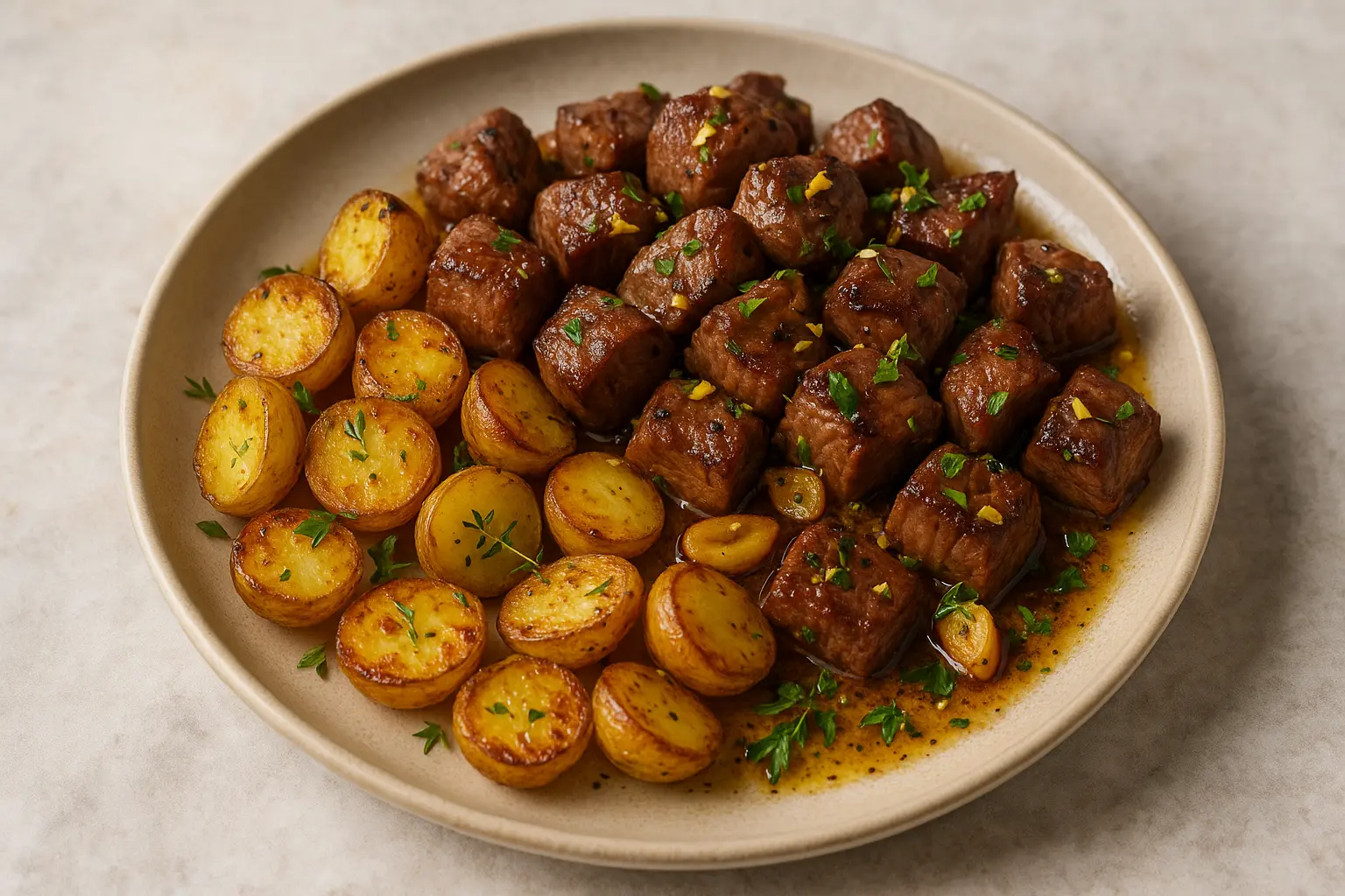 Garlic Butter Steak Bites with Crispy Potatoes