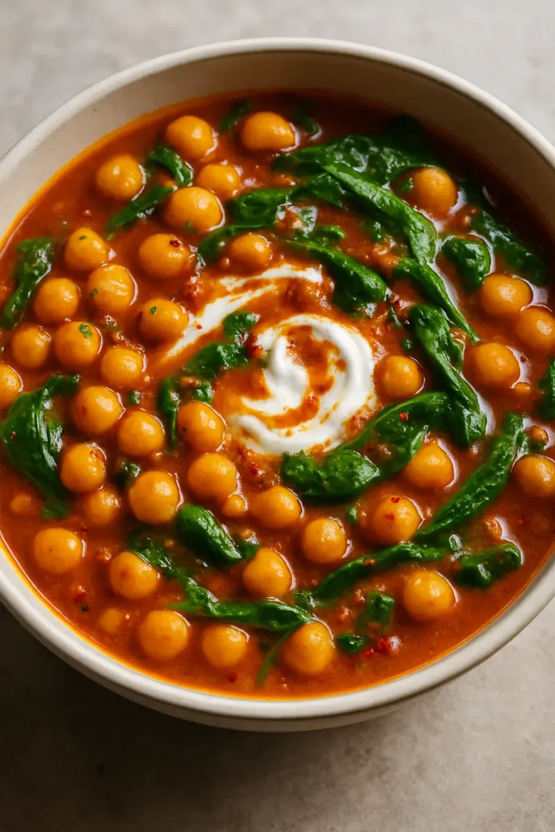 Spicy Chickpea & Spinach Stew